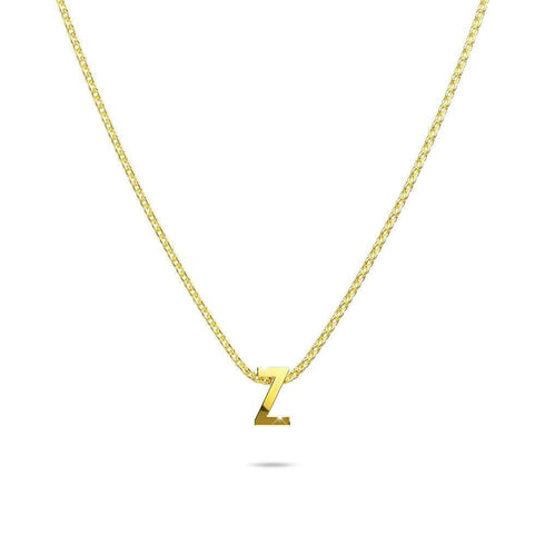 Initials Brick Alphabet Letter Necklace Gold Layered Steel Jewellery
